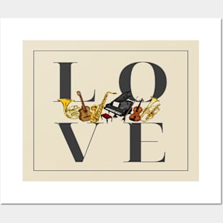 Love Music Musician Band Orchestra Instruments Posters and Art